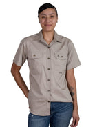 Just Country Womens Shirts Stone / 18 Just Country Workshirt Womens Maggie Short Sleeve Full Button