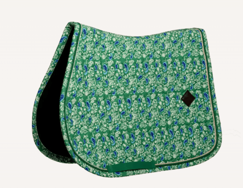 Kentucky Saddle Pads English Full / Green/Navy Kentucky Saddle Pad Velvet Paisley Garden Jump