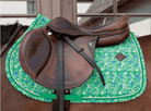 Kentucky Saddle Pads English Full / Green/Navy Kentucky Saddle Pad Velvet Paisley Garden Jump
