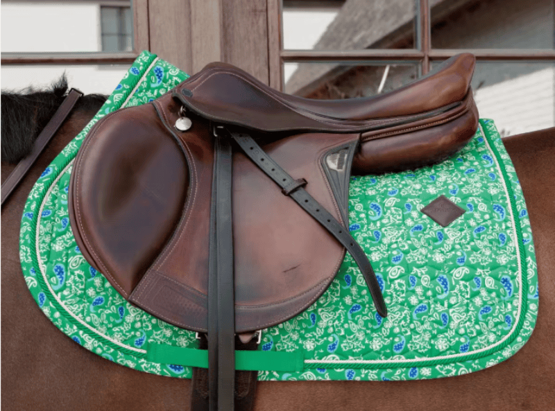 Kentucky Saddle Pads English Full / Green/Navy Kentucky Saddle Pad Velvet Paisley Garden Jump