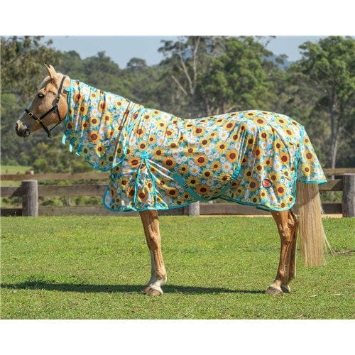 Kool Master Summer Horse Rugs Kool Master Fly Mesh Combo Sunflowers