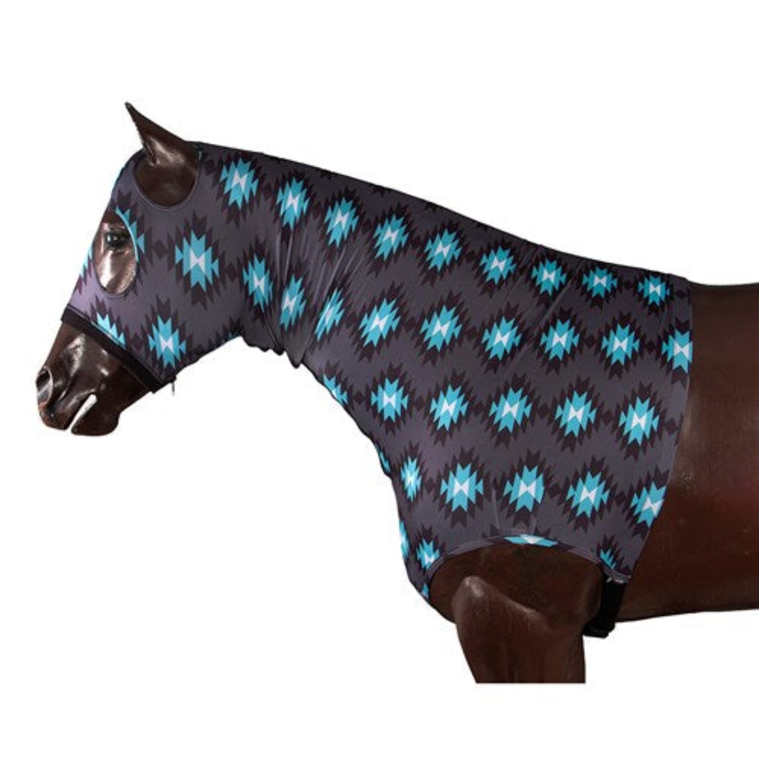 Kozy Horse Rug Accessories Lycra Skinny Hood Aztec Turquoise