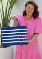 Liv and Milly Handbags - Wallets Stripe Liv & Milly Book Bag Love Heart