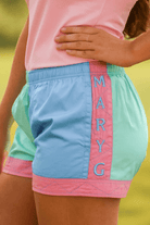 Mary G Kids Shorts, Skirts & Dresses Mint/Cornflower/Blush / Y10 MaryG Short Girls Old School Harlequin Panel