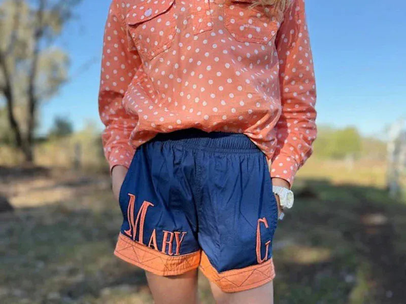 Mary G Kids Shorts- Skirts - Dresses Y06 / Denim/Peach Mary G Shorts Girls Old School Panel