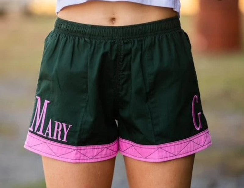 Mary G Womens Shorts- Skirts - Dresses 06 / Heritage Green/Neon Pink Mary G Shorts Womens Old School