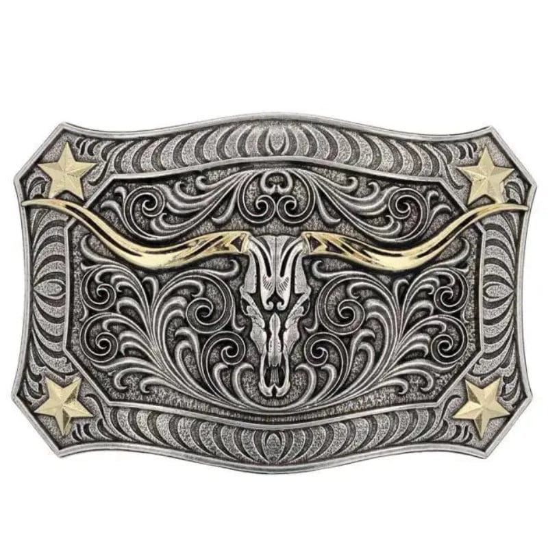 Montana Silversmiths Belt Accessories Montana Silversmith Belt Buckle Two-Tone Longhorn Crest (A935)