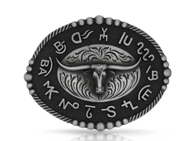 Montana Silversmiths Belt Accessories Montana Silversmiths Belt Buckle Oval with Steerhead & Brands