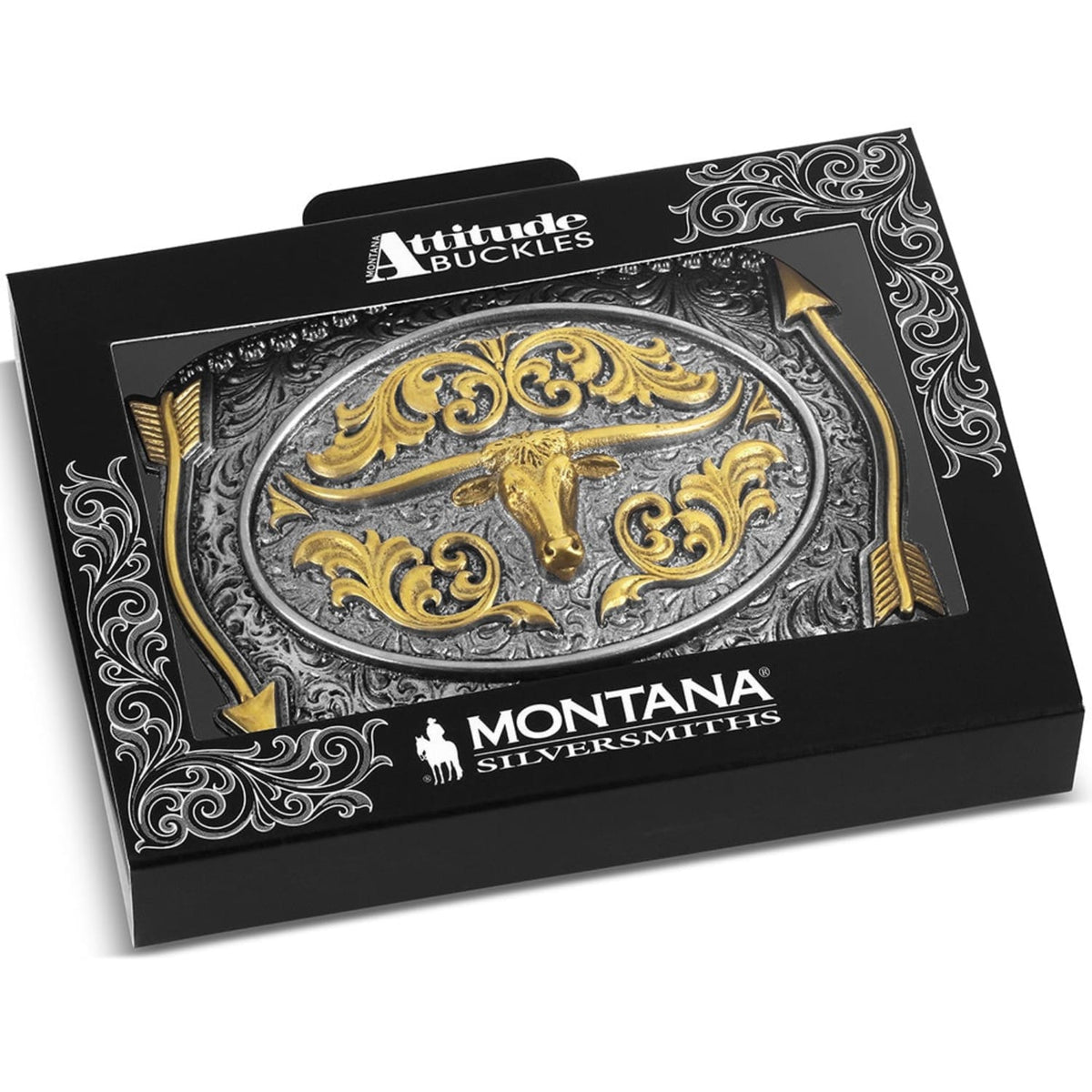 Montana Silversmiths Belt Accessories Montana Silversmiths Belt Buckle Pointing West Longhorn