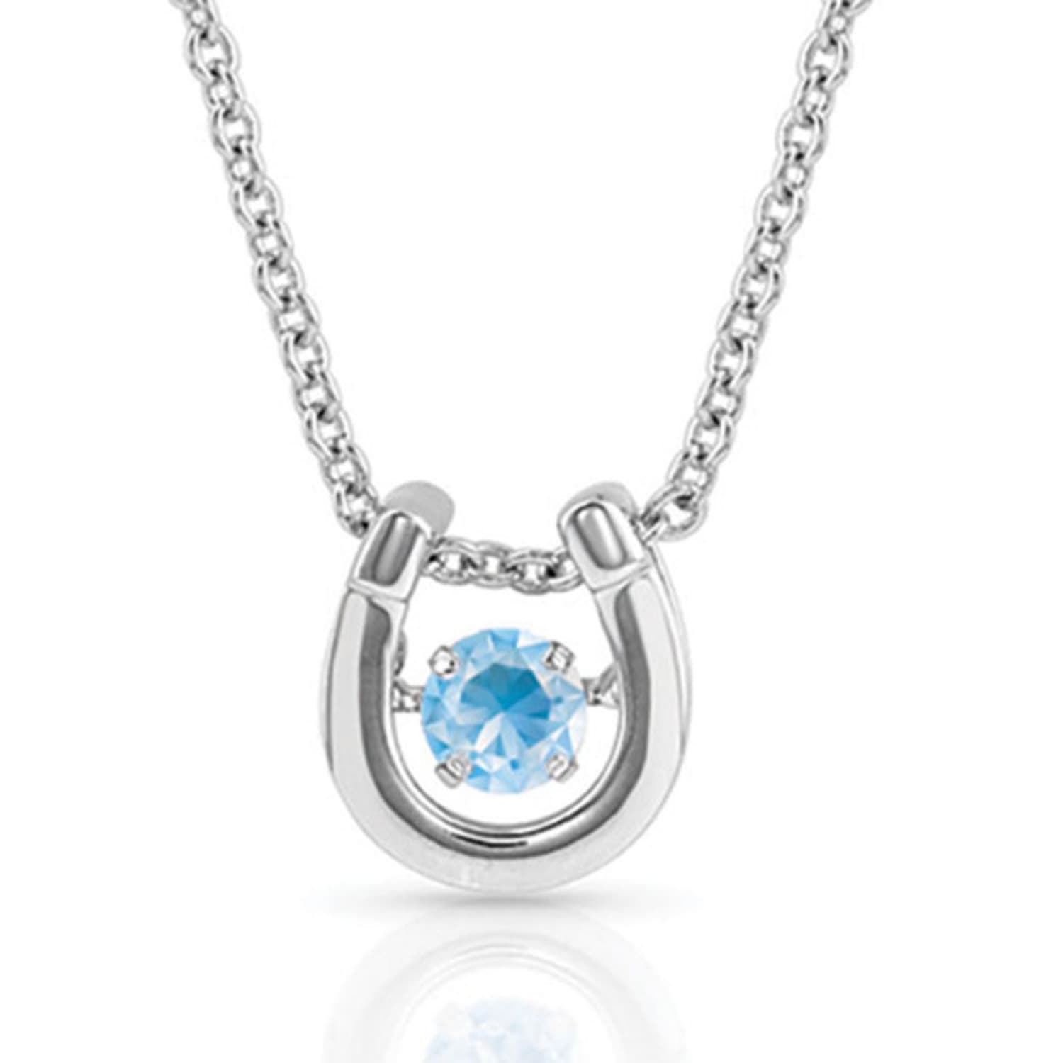 Montana Silversmiths Jewellery March Montana Silversmiths Necklace Horseshoe with Birthstone
