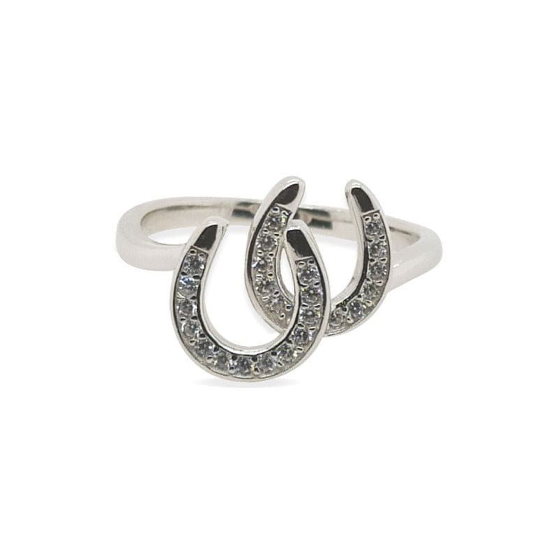 Mountain Creek Jewellery 06 MCJ Double Horse Shoe Ring with Cubic Zirconia