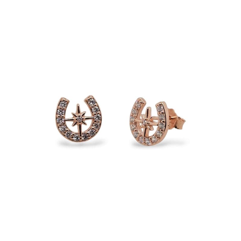 Mountain Creek Jewellery Mountain Creek Jewellery Earrings Horseshoe with Star Rose Gold