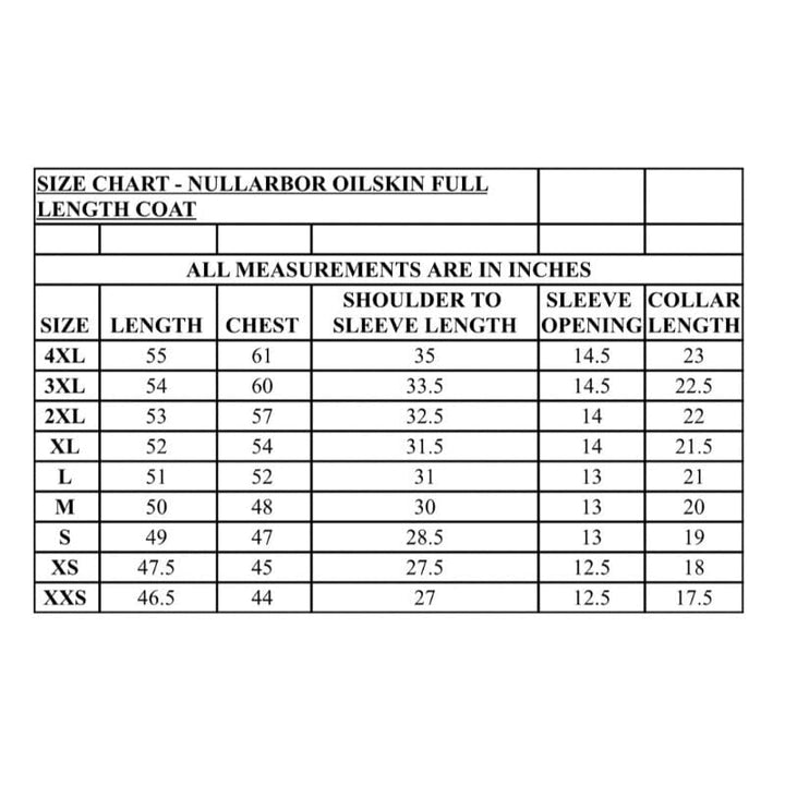 Nullarbor Mens Jumpers, Jackets & Vests Nullarbor Full Length Oilskin