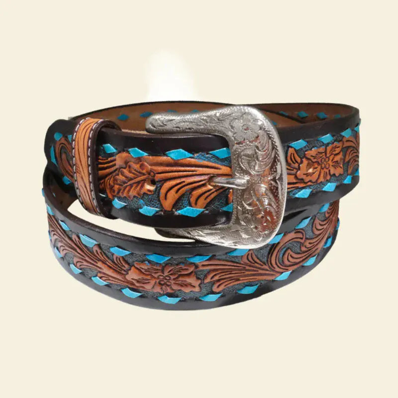 Outback King Womens Belts 30in Outback King Belt Womens Buckstitch Turquoise