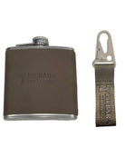 Pilbara Gifts & Homewares Brown Pilbara Gift Set Leather Keychain & Hip Flask