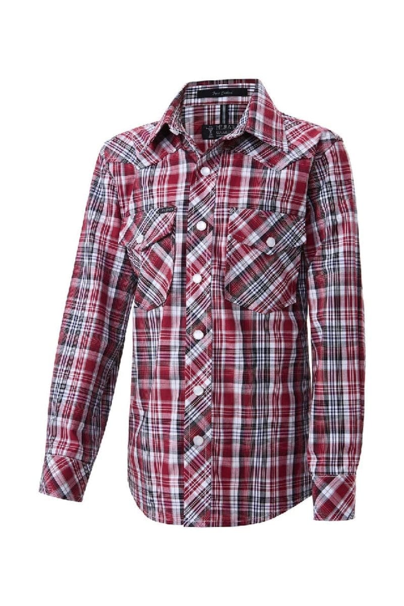 Pilbara Kids Shirts Y 0 / Red/Black Pilbara Shirt Boys Western Snap Button Check