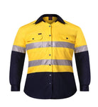 Pilbara Kids Shirts Y0 / Yellow/Navy Pilbara Shirt Kids 2-Tone with Reflective Tape Full Button