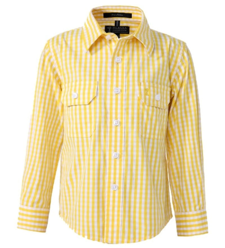 Pilbara Kids Shirts Y0 / Yellow/White Pilbara Kids Checked Shirt