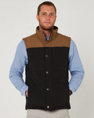 Pilbara Mens Jumpers- Jackets - Vests S / Black/Whisky Pilbara Vest Mens Two-Tone