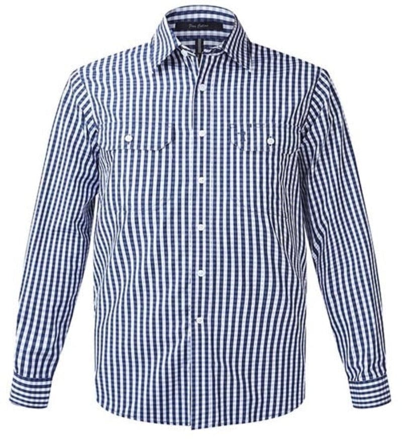 Pilbara Mens Shirts L / Navy/White Pilbara Shirt Mens Check (RMPC004)