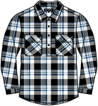 Pilbara Mens Shirts S / Black/White/Slate Blue Pilbara Shirt Mens Flannelette Half Button