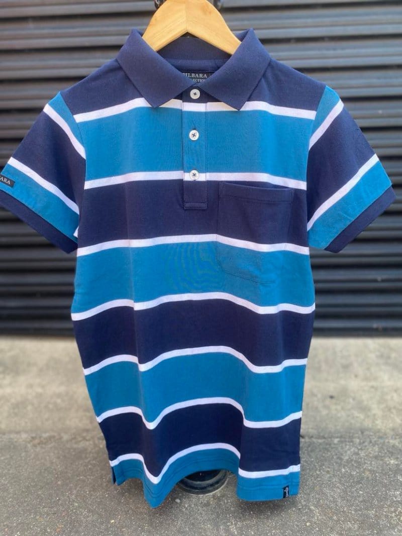 Pilbara Mens Shirts S / Diesel/White Pilbara Polo Mens Striped Pocket