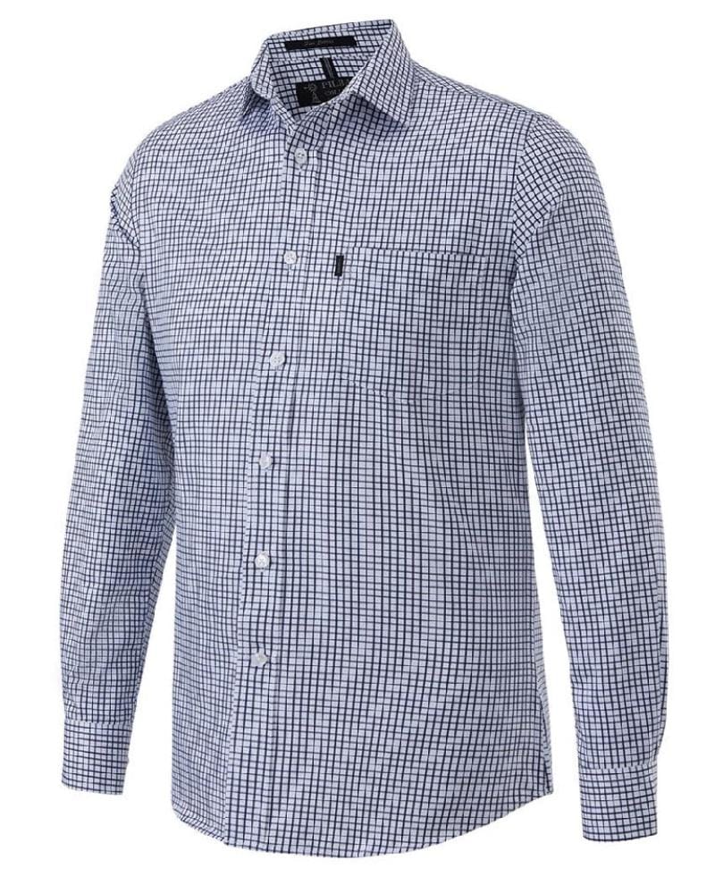 Pilbara Mens Shirts S / Navy/White Pilbara Shirt Mens Single Pocket Check