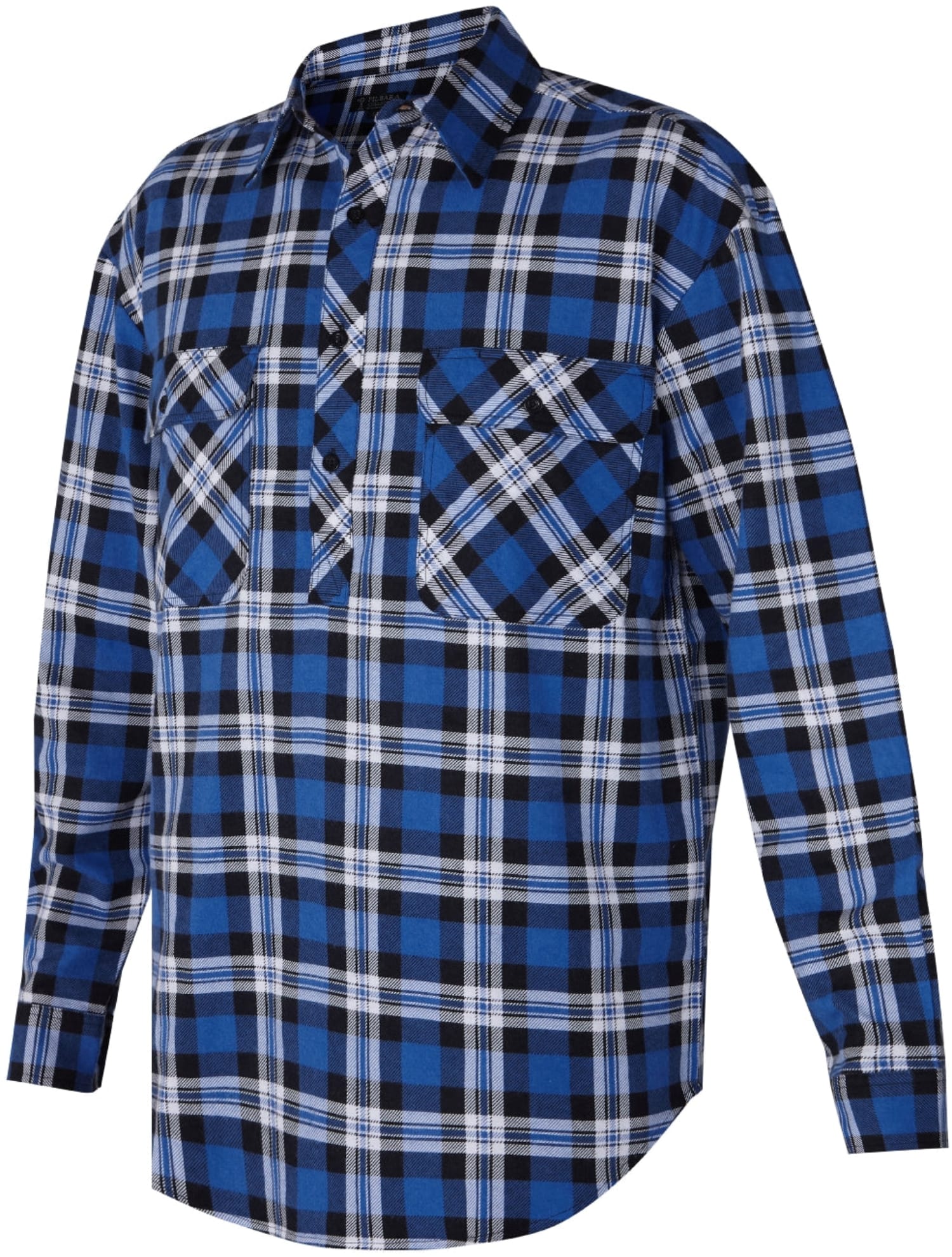 Pilbara Mens Shirts S / Royal/Navy/White Pilbara Shirt Mens Flannelette Half Button