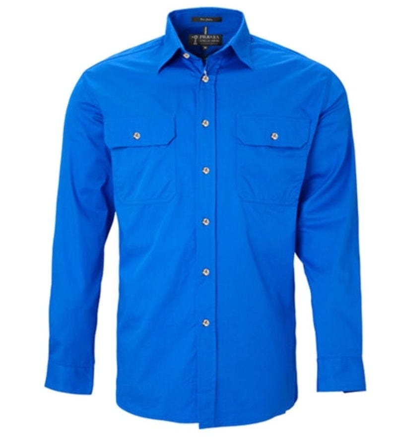 Pilbara Mens Shirts XL / Cobalt Pilbara Workshirt Mens Open Front