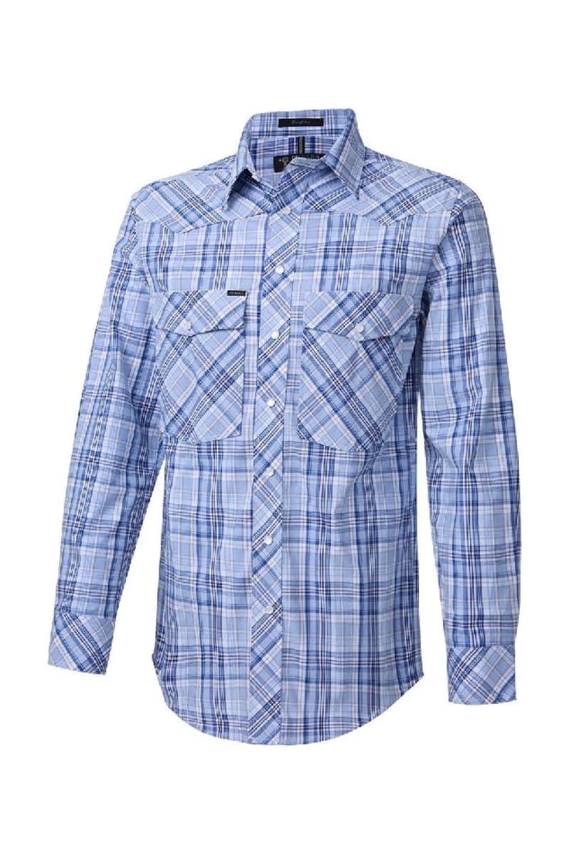 Pilbara Mens Shirts XS / Blue/Navy Pilbara Shirt Mens Western Snap Button Check