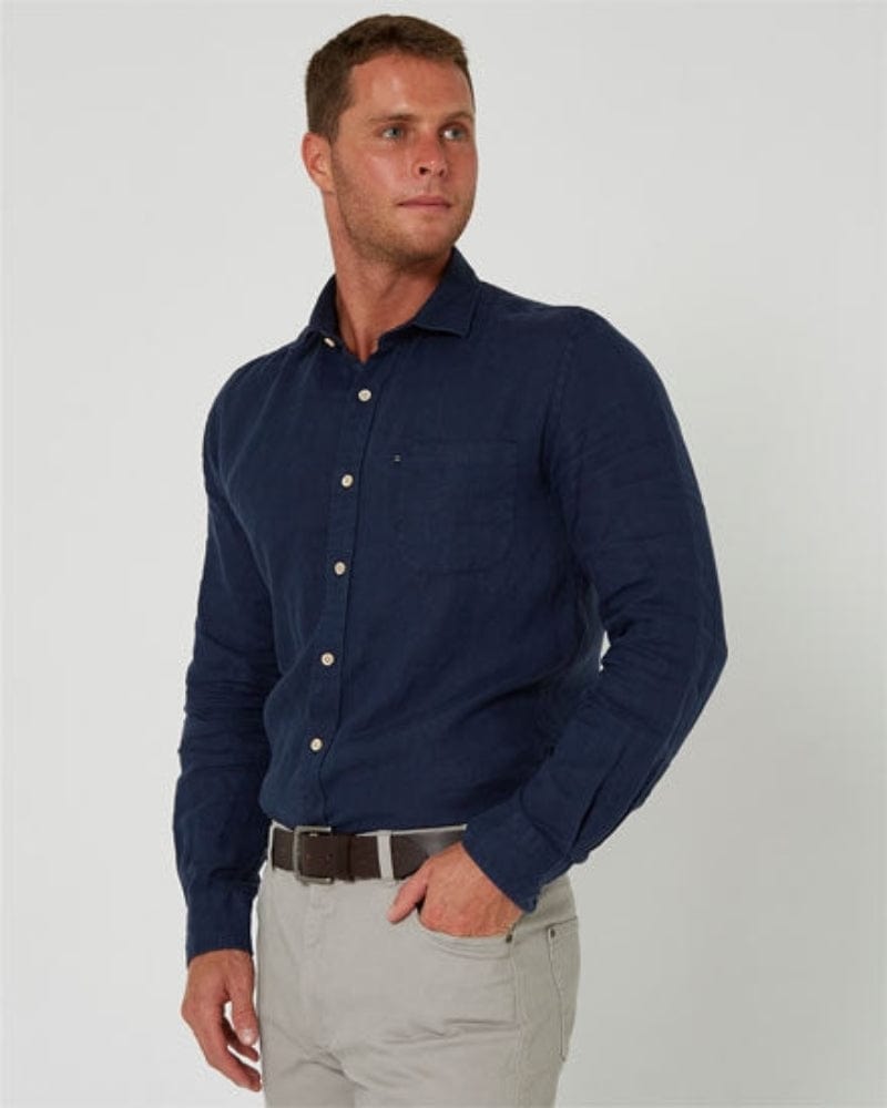 Pilbara Mens Shirts XS / Navy Pilbara Shirt Mens Linen