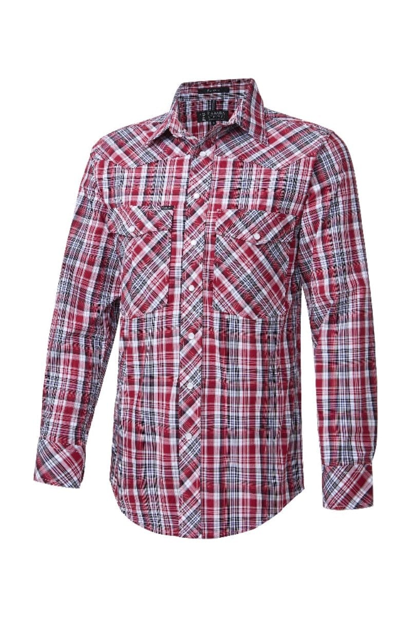 Pilbara Mens Shirts XS / Red/Black Pilbara Shirt Mens Western Snap Button Check