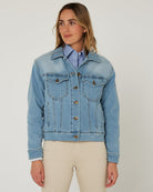 Pilbara Womens Jumpers- Jackets - Vests 08 / Light Indigo Pilbara Jacket Womens Lauren Sherpa Lined