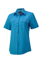 Pilbara Womens Shirts 06 / Azure Pilbara Shirt Womens Full Button Short Sleeve