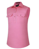 Pilbara Womens Shirts 06 / Blush Pilbara Workshirt Womens Sleeveless Half Button