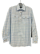 Pilbara Womens Shirts 08 / Blue/White Pilbara Shirt Womens Check Half Button