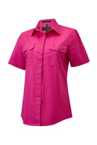 Pilbara Womens Shirts 08 / Hot Pink Pilbara Shirt Womens Full Button Short Sleeve