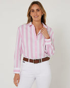 Pilbara Womens Shirts 08 / Pink/White Pilbara Womens Shirt Jacquelin Classic Cotton