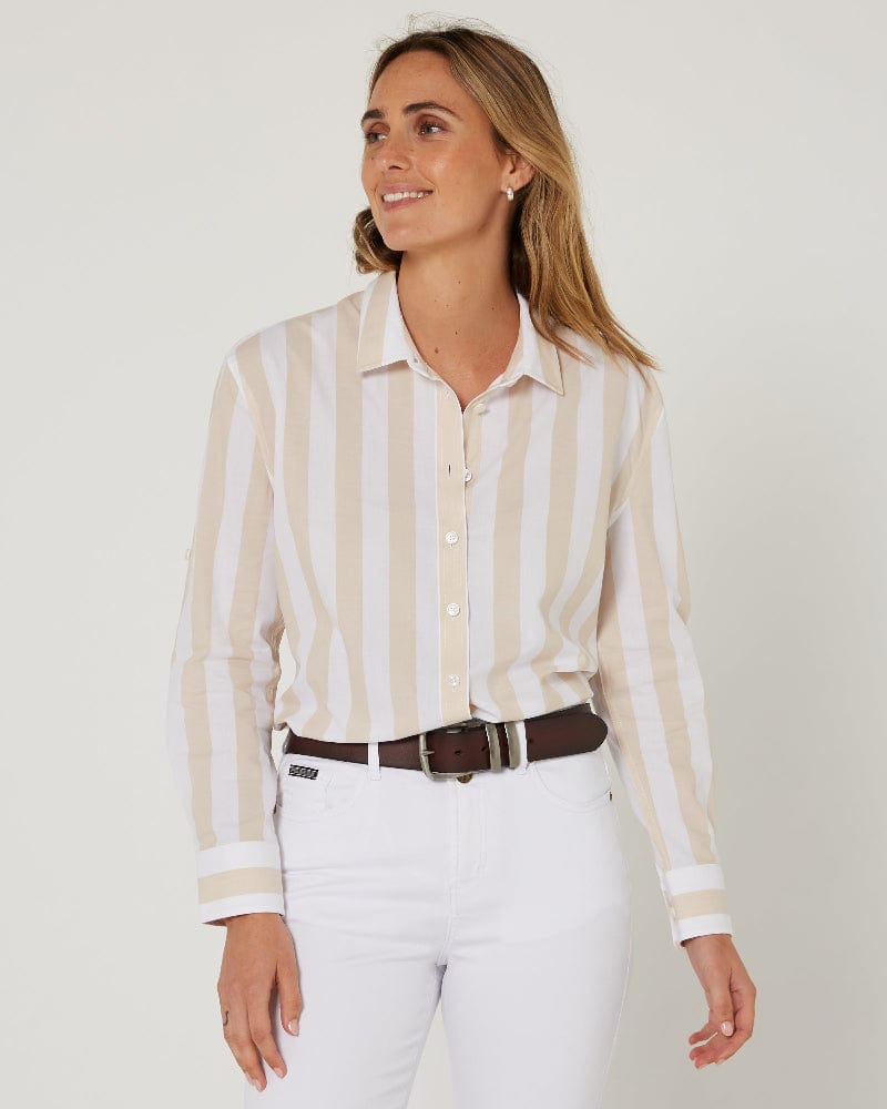 Pilbara Womens Shirts 08 / Stone/White Pilbara Womens Shirt Jacquelin Classic Cotton