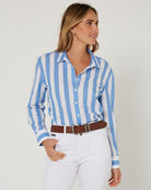 Pilbara Womens Shirts 10 / Blue/White Pilbara Womens Shirt Jacquelin Classic Cotton