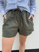 Pilbara Womens Shorts- Skirts - Dresses 06 / Olive Pilbara Shorts Womens Olivia Linen