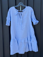 Pilbara Womens Shorts- Skirts - Dresses L 18-20 / Cloud Pilbara Dress Womens Linen 3/4 Sleeve