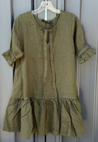 Pilbara Womens Shorts- Skirts - Dresses L 18-20 / Olive Pilbara Dress Womens Linen 3/4 Sleeve