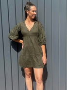 Pilbara Womens Shorts, Skirts & Dresses XS / Olive Pilbara Womens Linen Dress