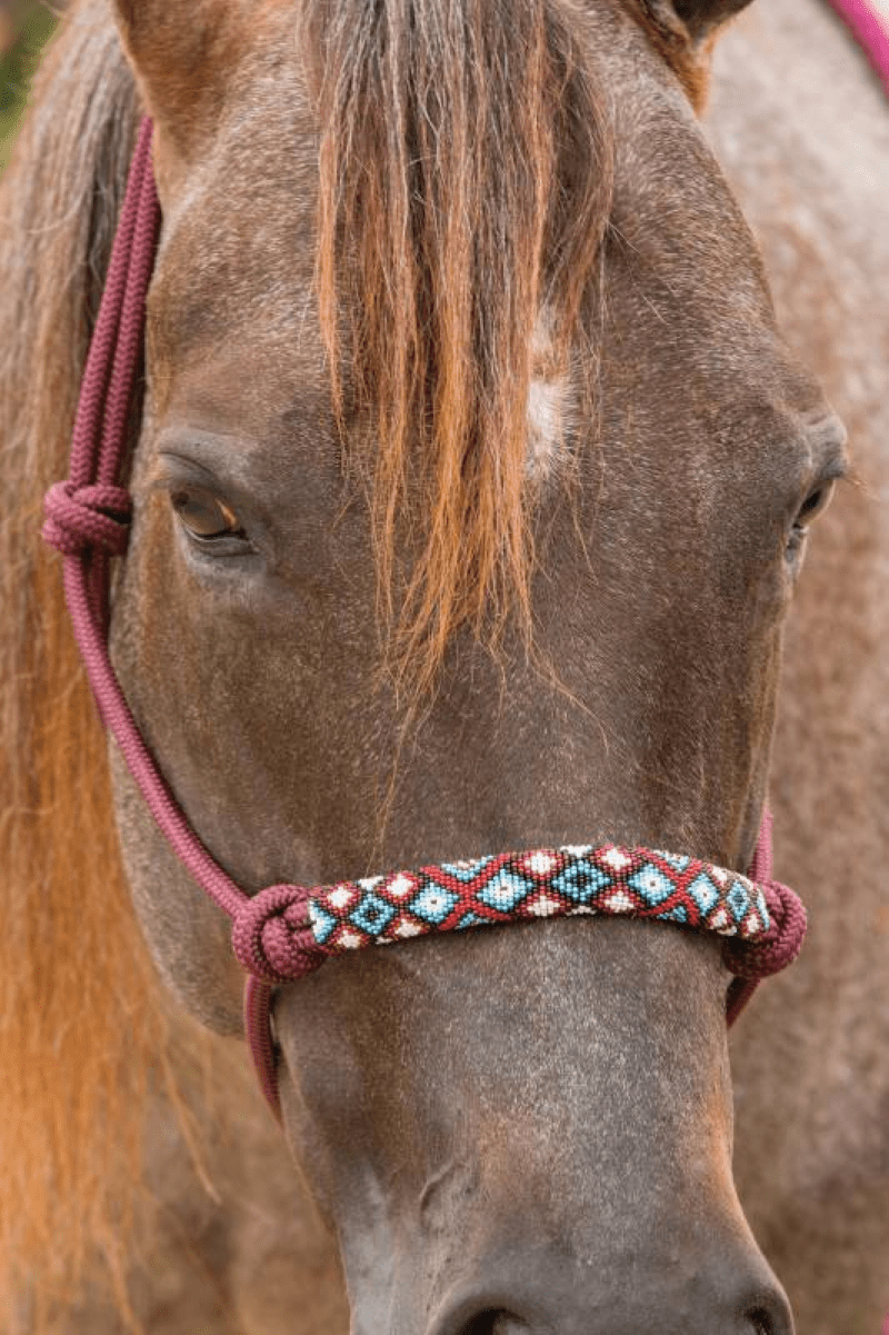 Professional Choice Halters Burgundy Pro Choice Beaded Rope Halter with Lead (PRC5050)