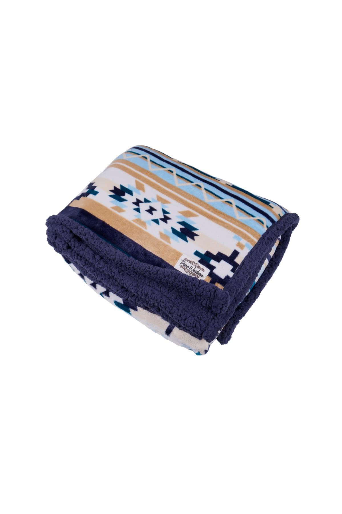 Pure Western Gifts - Homewares Natural/Blue Pure Western Snuggle Blanket Aztec Print