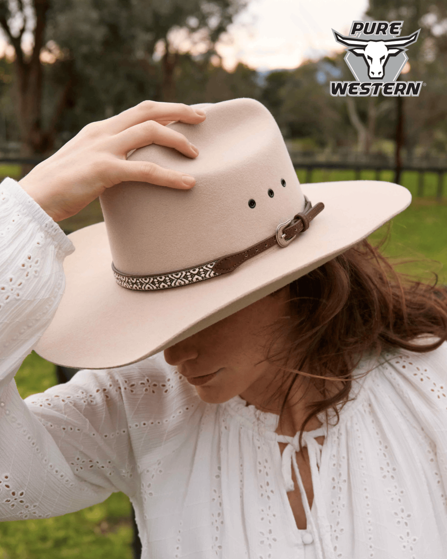 Pure Western Hat Accessories Dark Tan Pure Western Hat Band Reid