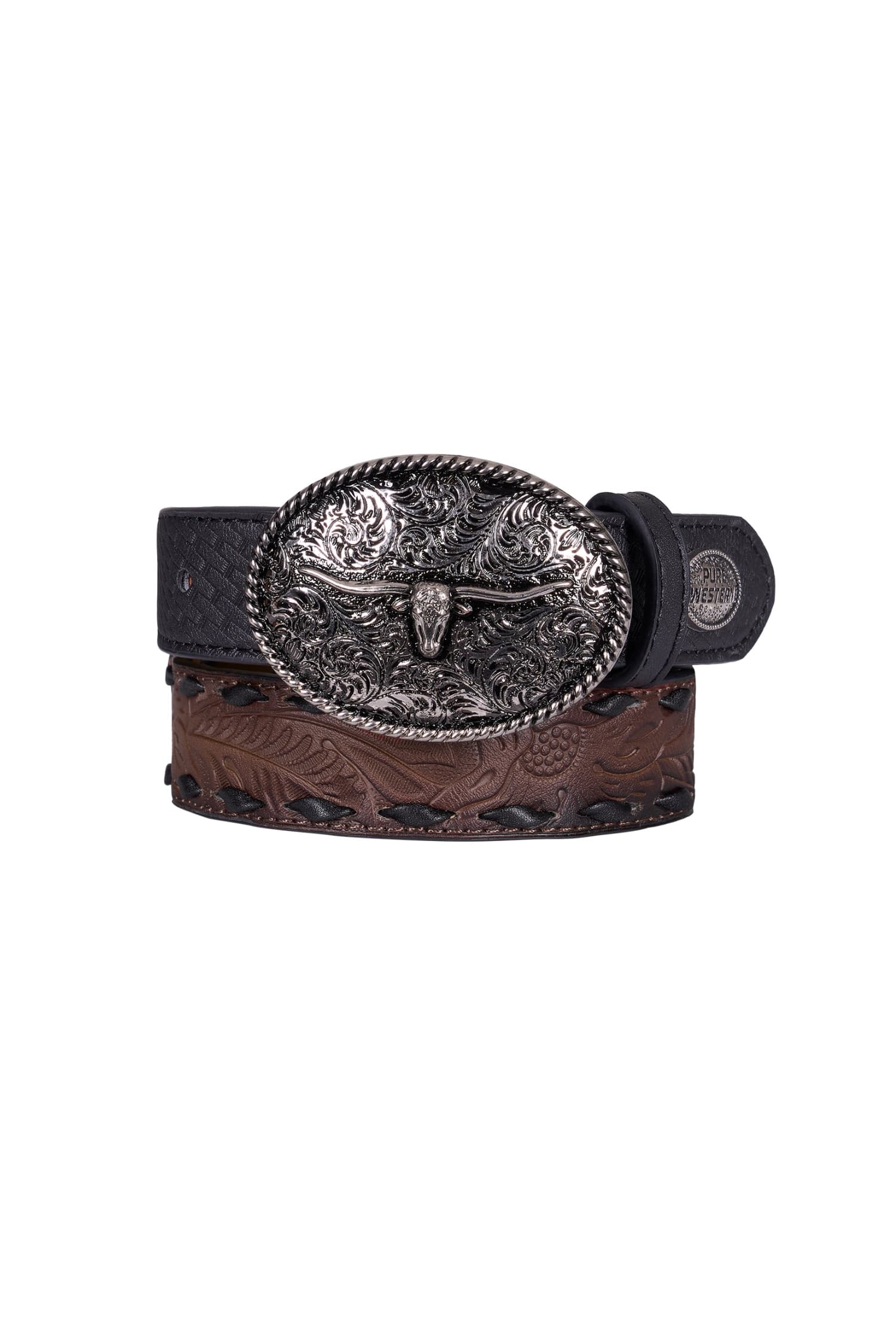 Pure Western Kids Belts XS / Black/Tan Pure Western Belt Kids Roderick