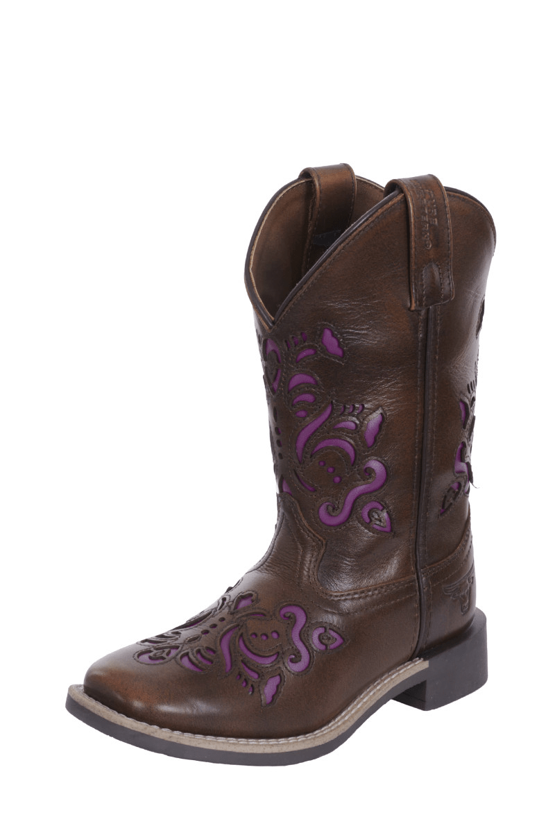 Pure Western Kids Boots & Shoes CH 10 / Antique Brown/Purple Pure Western Boots Kids Ottie