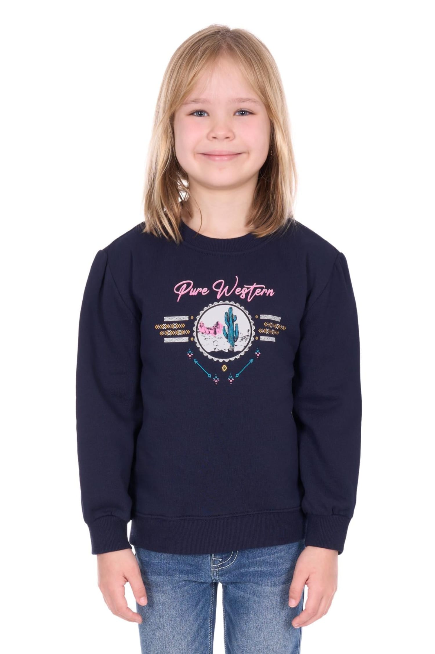 Pure Western Kids Jumpers- Jackets - Vests 04 / Navy Pure Western Jumper Girls Sandy